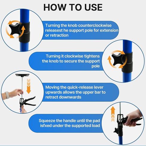 6 Pcs Adjustable Cabinet Jack Support Pole, 12.2" to 115" Telescoping 3rd Hand Tool, 154Lbs Capacity heavy-duty Alloy Steel Adjustable Poles for Cabinets, Drywall & Cargo in Kuwait