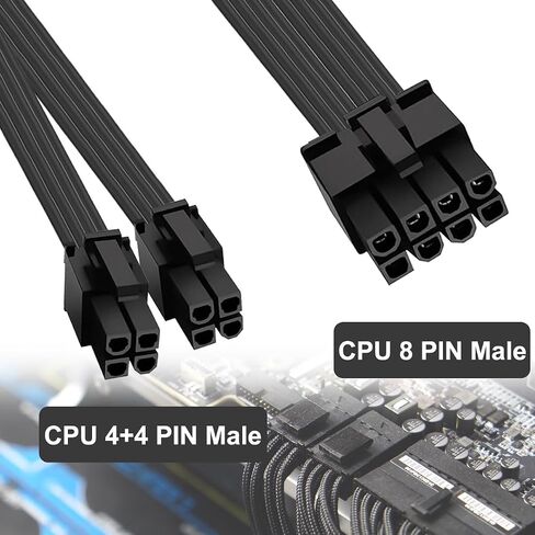 كابل وحدة المعالجة المركزية لـ Corsair، 8 Pin to 8 & 4+4 Pin ذكر إلى ذكر EPS كابل طاقة وحدة المعالجة المركزية، 60 سم / 23.62 بوصة، لـ Thermaltake، لـ ARESGAME Power (60 سم + 20 سم) in Kuwait