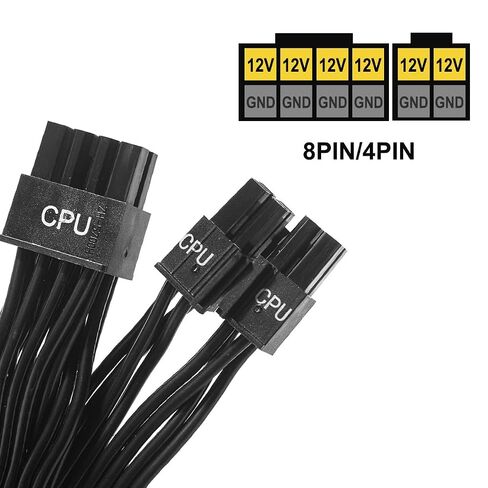 كابل وحدة المعالجة المركزية لـ Corsair، 8 Pin to 8 & 4+4 Pin ذكر إلى ذكر EPS كابل طاقة وحدة المعالجة المركزية، 60 سم / 23.62 بوصة، لـ Thermaltake، لـ ARESGAME Power (60 سم + 20 سم) in Kuwait