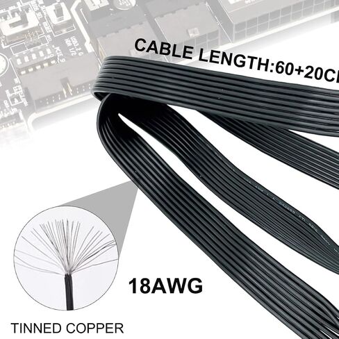 كابل وحدة المعالجة المركزية لـ Corsair، 8 Pin to 8 & 4+4 Pin ذكر إلى ذكر EPS كابل طاقة وحدة المعالجة المركزية، 60 سم / 23.62 بوصة، لـ Thermaltake، لـ ARESGAME Power (60 سم + 20 سم) in Kuwait