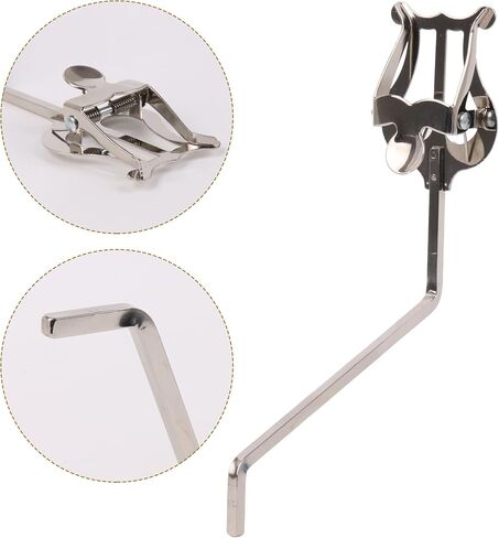 Saxophone Lyre Music Holder, 4x4mm Square Mount with 110mm Rod - Silver Metal Clip for Alto/Tenor Saxophone (Includes Felt Bag & Cleaning Cloth) in Kuwait