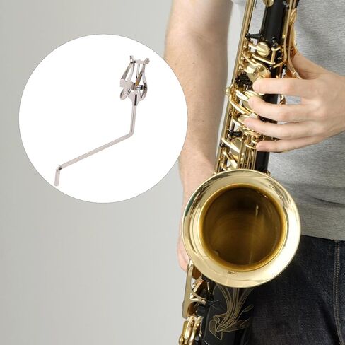 Saxophone Lyre Music Holder, 4x4mm Square Mount with 110mm Rod - Silver Metal Clip for Alto/Tenor Saxophone (Includes Felt Bag & Cleaning Cloth) in Kuwait