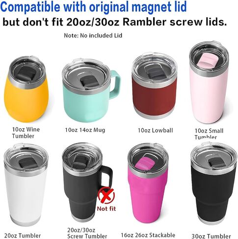 قطعة بديلة منزلق مغناطيسي لـ Yeti، قطعتان من أجزاء كتلة الدفع المنزلقة لـ Yeti Rambler 10 أونصة، 14 أونصة، 16 أونصة، 20 أونصة، 26 أونصة، أغطية مغناطيسية 30 أونصة، أسود in Kuwait