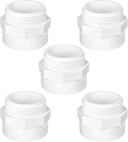 5 عبوات من تركيبات PVC مقاس 2 بوصة، محول أنابيب PVC ذكر NPT مقاس 2 بوصة (مقبس × خيط ذكر NPT)، وصلة توصيل أنابيب توصيل PVC مقاس 2 بوصة لأنابيب المياه وحمام السباحة والسباكة الخارجية، جدول أبيض SCH 40 in Kuwait