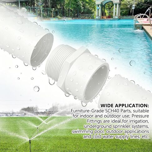 5 عبوات من تركيبات PVC مقاس 2 بوصة، محول أنابيب PVC ذكر NPT مقاس 2 بوصة (مقبس × خيط ذكر NPT)، وصلة توصيل أنابيب توصيل PVC مقاس 2 بوصة لأنابيب المياه وحمام السباحة والسباكة الخارجية، جدول أبيض SCH 40 in Kuwait