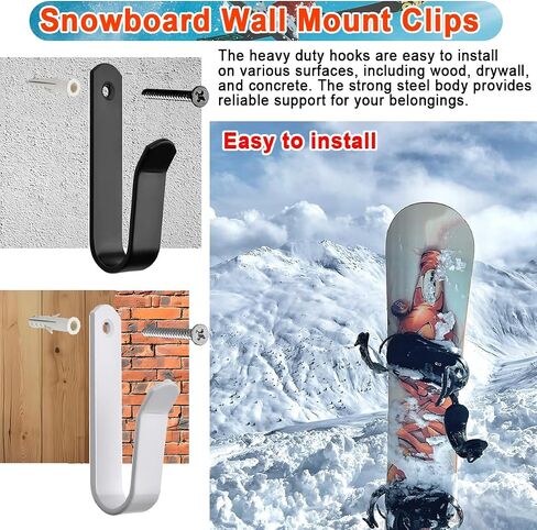 Snowboard Wall Mount Clips Hook Horizontal Skateboard Wall Mount with Screws, Snowboard Display Stand, Indoor Snowboard Storage, Snowboard Wall Rack Storage in Kuwait