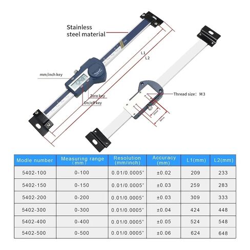 Digital Readout Kit Digital Scale Horizontal Linear L+C+D Display Inch Metric Caliper Scale 500 mm in Kuwait