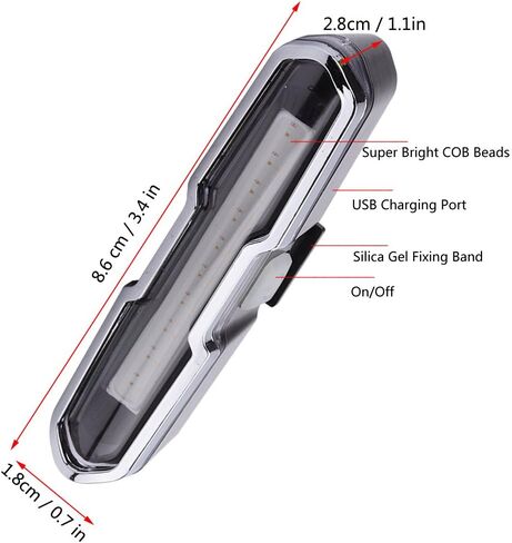 ضوء خلفي، ملحقات إضاءة خلفية LED عالية السطوع قابلة لإعادة الشحن عبر USB لركوب الدراجات الجبلية (أحمر + أزرق) in Kuwait