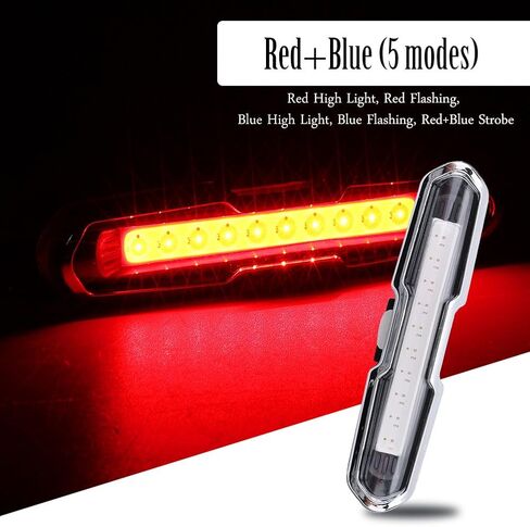 ضوء خلفي، ملحقات إضاءة خلفية LED عالية السطوع قابلة لإعادة الشحن عبر USB لركوب الدراجات الجبلية (أحمر + أزرق) in Kuwait