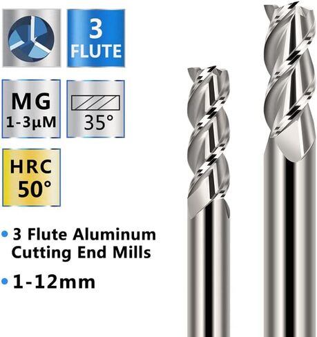 High Speed Steel 3 Flute Straight End Mill Cutter Aluminum Cutting CNC Router Bits 1-12mm Carbide Milling for Metal Tools Machine Spiral Bit in Kuwait
