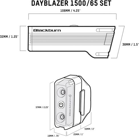 مجموعة مصابيح الدراجة الأمامية والخلفية Blackburn Dayblazer (1500 لومن أمامي، 65 لومن خلفي) in Kuwait