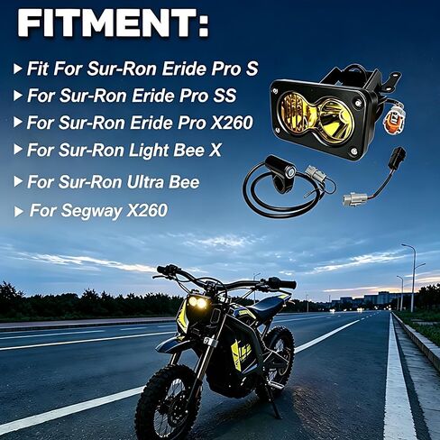 مجموعة المصابيح الأمامية LED باللون الأصفر الذهبي التوصيل والتشغيل لـ Sur-Ron eRide Pro S SS X260 Light Bee X Ultra Bee Segway X260، Baja Style Spot Flood Combo IP67 شريط إضاءة مقاوم للماء مع مفتاح in Kuwait