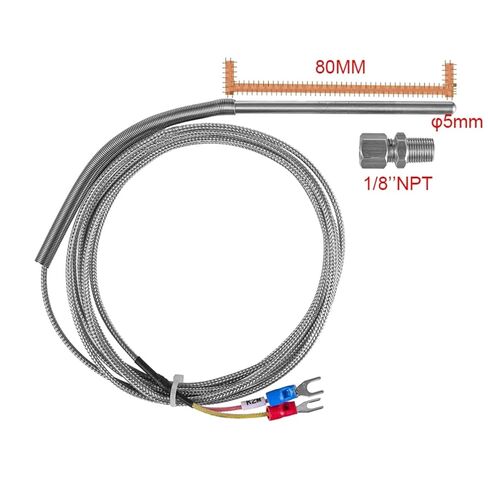 1/8"NPT Movable Probe Stainless Steel K Type Exposed Thermocouple Temperature Sensor 1M-8M Cable Wire for Temperature Controller | Cable 7M in Saudi Arabia