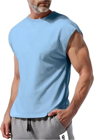 Men's Sleeveless Gym Tank Tops, Lightweight Workout Vest, Athletic Muscle Training Bodybuilding Shirts Summer in Kuwait