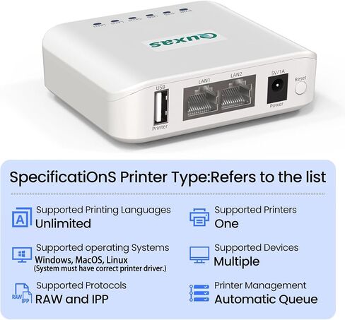خادم مشاركة الطابعات ، خادم طباعة USB اللاسلكي لنظام التشغيل Windows/Mac/Linux ، دعم inkjet وطابعات الليزر ، Model LP-N110W in Kuwait