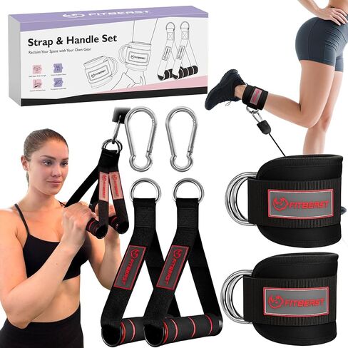 نظام بكرة FitBeast لصالة الألعاب الرياضية وأشرطة الكاحل ومقابض صالة الألعاب الرياضية - نظام بكرة وزن الكابل لصالة الألعاب الرياضية LAT المنسدلة، وحزام الكاحل لآلات تمرين الكابل in Kuwait