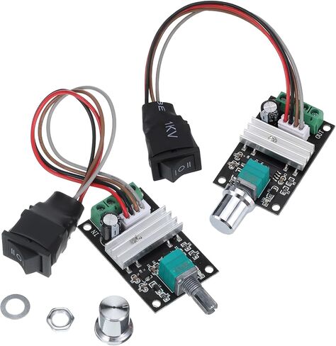 2 PCS Pwm Speed Controller, Dc Motor Speed Controller, 6V 12V 24V 3A SpeedAdjustable Reversible Forward and Reverse Control Switch Button for Low Voltage Brushed Dc Gear Motors in Kuwait