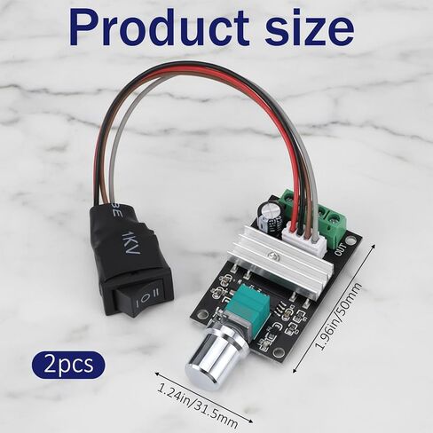 2 PCS Pwm Speed Controller, Dc Motor Speed Controller, 6V 12V 24V 3A SpeedAdjustable Reversible Forward and Reverse Control Switch Button for Low Voltage Brushed Dc Gear Motors in Kuwait