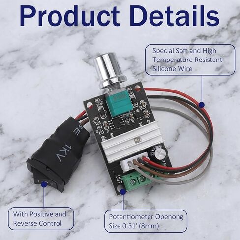 2 PCS Pwm Speed Controller, Dc Motor Speed Controller, 6V 12V 24V 3A SpeedAdjustable Reversible Forward and Reverse Control Switch Button for Low Voltage Brushed Dc Gear Motors in Kuwait