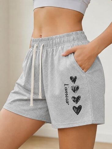 Women's Hiking Shorts Summer Casual Athletic Drawstring Waist Print Shorts in Kuwait