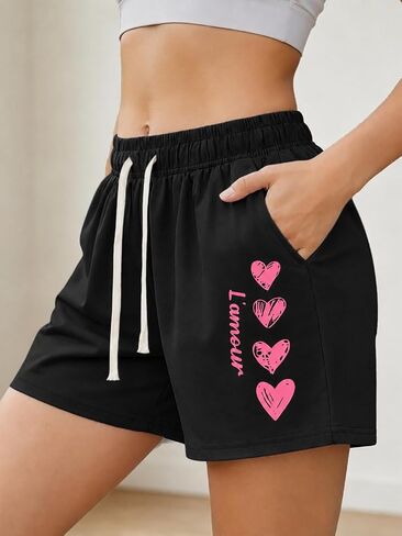 Women's Hiking Shorts Summer Casual Athletic Drawstring Waist Print Shorts in Kuwait