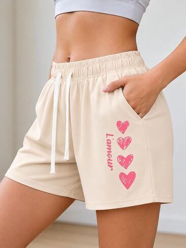 Women's Hiking Shorts Summer Casual Athletic Drawstring Waist Print Shorts in Kuwait