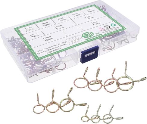 iplusmile 120 قطعة من مشابك خرطوم الربيع المطلية بالزنك، مشابك أنابيب معدنية لخراطيم المياه والوقود ومشابك السباكة الصناعية in Kuwait