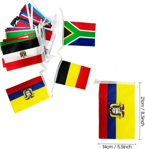 International 48 Teams Soccer String Flags Bunting Banner, Double Sided Fabric Tournament Decorations for Soccer Party, Bar, Club, Garden, Street Sports Event Decor (5.5" x 8.3" - 48 ft) in Kuwait