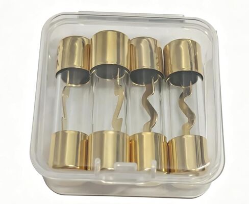 25A AGU، AGU Fuse 25A، أغطية نحاسية مطلية بالذهب، حماية دائرة أنبوبية شفافة للسيارات والأجهزة المنزلية والإلكترونية (4 عبوات) in Kuwait