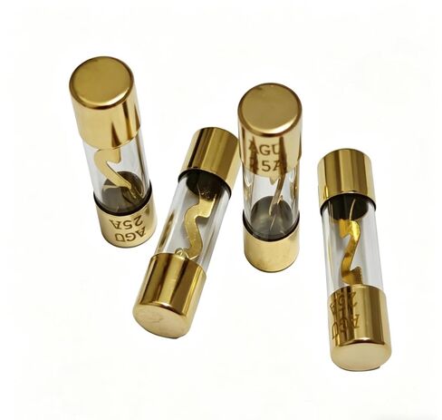 25A AGU، AGU Fuse 25A، أغطية نحاسية مطلية بالذهب، حماية دائرة أنبوبية شفافة للسيارات والأجهزة المنزلية والإلكترونية (4 عبوات) in Kuwait