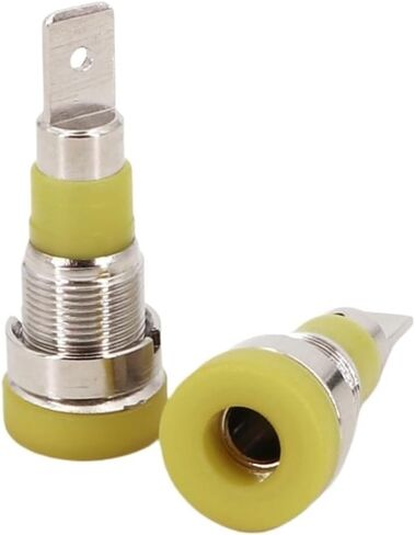 10Pcs Brass 4mm Banana Female Jack Panel Mount Test Socket Connector for Non-Shrouded Banana Plugs(Yellow x 10) in Saudi Arabia