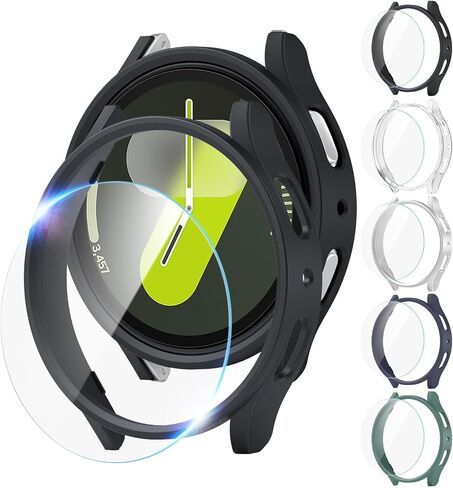 5+5Pack Case for Galaxy Watch 8 40mm Screen Protector with Anti-Fog Tempered Protective Film Glass Hard PC Bumper Cover in Saudi Arabia