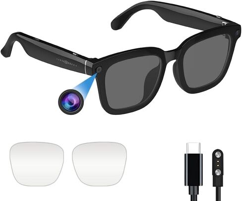 AI smart Camera Glasses: HD 1080P Video Recording and Photo Taking, Translation, Assistant Conversation, Suitable for Outdoor and Indoor, Cycling, Hiking Travel (Black Sunglasses) in Saudi Arabia