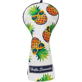 Golf Club Head Covers Driver Fairway Wood Hybrid Mallet Blade Putter Golf Club Headcover Protector White Leather Pineapple Embroidered in Saudi Arabia