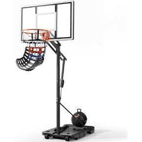 Yohood Basketball Hoop Outdoor 44 بوصة لوحة خلفية للكمبيوتر الشخصي، هدف كرة سلة قابل للتعديل 5.5-10FT مع نظام ارتداد 180 درجة، طوق كرة سلة محمول لجميع الأعمار للعب في الفناء الخلفي/المحاكم/الداخلي in Kuwait