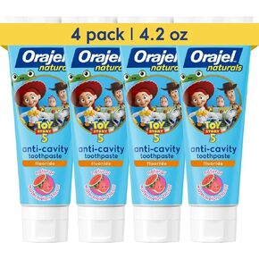 Orajel Naturals Toy Story 5 معجون أسنان مضاد للتجويف بالفلورايد، بطيخ طبيعي، 4.2 أونصة (عبوة من 4 قطع) in Kuwait