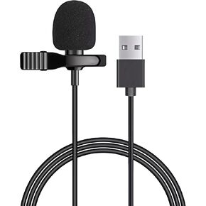 ميكروفون QQM USB Lavalier، ميكروفون قابل للتوصيل والتشغيل للكمبيوتر الشخصي | ميكروفون متعدد الاتجاهات بمشبك لتسجيل صوتي واضح. قم بتوصيل وتشغيل تصميم USB لأجهزة الكمبيوتر المحمول وأجهزة الكمبيوتر الشخصية وأجهزة Mac وZoom والبث والألعاب. in Kuwait