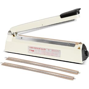 Impulse Heat Sealer with Seal bar, Heavy-Duty Bag Sealing & Cutting Machine, 2 Extra Replacements (white, 12inch) in Kuwait