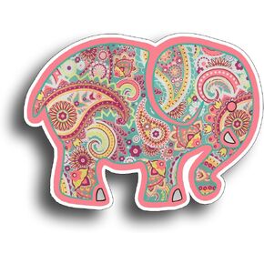 Elephant Sticker Pink Paisley Vinyl Automotive Car Truck Vehicle Die Cut Decal Indoor & Outdoor Use in Kuwait