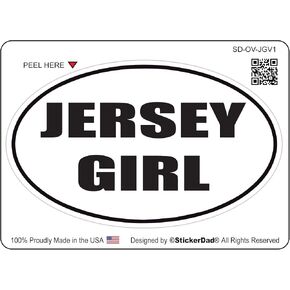 StickerDad® Oval - Jersey Girl - Full Color Printed Sticker - Size: 4", Color: White/Black - for Windows, Walls, Bumpers, Laptop, Lockers, etc. in Saudi Arabia