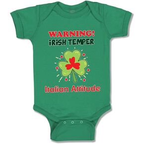 Cute Rascals Baby Bodysuit Warning Irish Temper - Italian Attitude Boy & Girl Baby Clothes Funny Cotton Kelly Green Design Only 6 Months in Kuwait