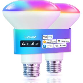 لمبة الضوء الذكية لينكيند ماتر، مصابيح ذكية BR30، مصابيح إضاءة LED متغيرة اللون RGBTW، مصابيح إضاءة ذكية E26 650LM 60W تعمل مع Alexa، Apple Home، Google Home، SmartThings، 4 عبوات in Kuwait