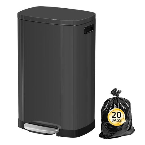 KdbK 13 Gallon Trash Can with Lid, 50L Fingerprint Proof Stainless Steel Kitchen Trash Can with Removable Inner Bucket and Lid Soft Close, Pedal Rubbish Bin for Home Office, Brown in Saudi Arabia
