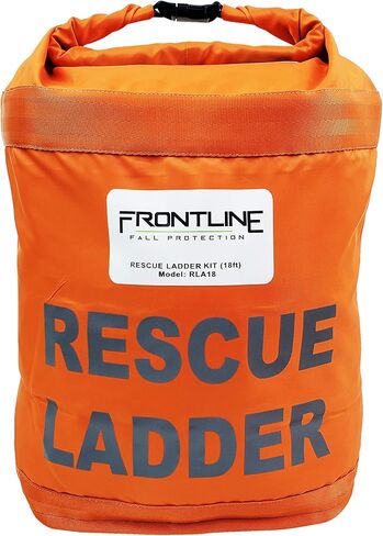 Frontline Fall Protection RLA18 Rescue Ladder Kit 18' | Breaking Strength: 5,000lbs/ 22kN | OSHA Compliant Rescue Kit with Deployment Bag | ANSI Z359.12 Steel Carabiner (30kN) in Kuwait