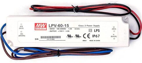 LPV-60-15 60W 15V 4A مقاوم للماء IP67 LED مزود الطاقة - مصدر طاقة ثابت الجهد قابل للتحويل لإضاءة LED الخارجية وصناديق الإضاءة الإعلانية وتزيين المناظر الطبيعية والأجهزة الإلكترونية in Kuwait
