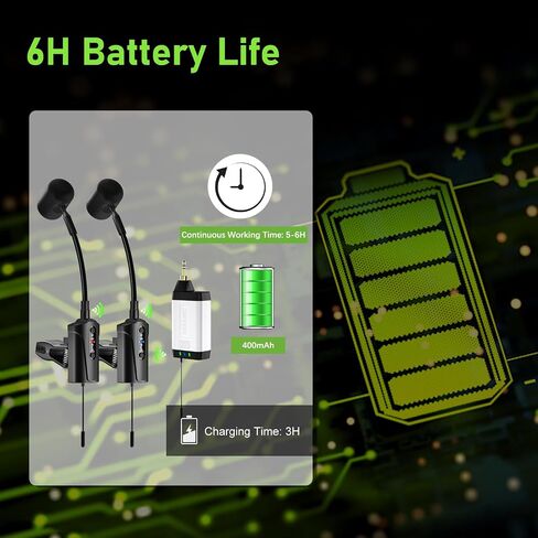 ميكروفون ساكسفون لاسلكي مزدوج UHF ساكسفون، مكثف UHF يلتقط مشبك على ميكروفون 1 جهاز استقبال و2 نظام إرسال للساكسفون الفرنسي القرن البوق الترومبون، Q2/ST-5 in Kuwait
