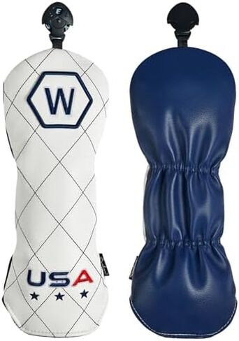 Golf Driver Head Covers (Blue) & Wood Headcovers (White), USA Golf Club Covers, Waterproof Thick Plush Lining, Universal Fit for Golf Clubs in Kuwait