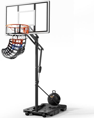 Yohood Basketball Hoop Outdoor 44 بوصة لوحة خلفية للكمبيوتر الشخصي، هدف كرة سلة قابل للتعديل 5.5-10FT مع نظام ارتداد 180 درجة، طوق كرة سلة محمول لجميع الأعمار للعب في الفناء الخلفي/المحاكم/الداخلي in Kuwait