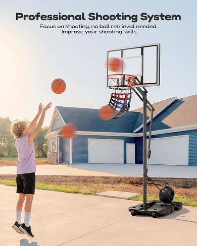 Yohood Basketball Hoop Outdoor 44 بوصة لوحة خلفية للكمبيوتر الشخصي، هدف كرة سلة قابل للتعديل 5.5-10FT مع نظام ارتداد 180 درجة، طوق كرة سلة محمول لجميع الأعمار للعب في الفناء الخلفي/المحاكم/الداخلي in Kuwait
