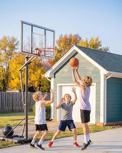 Yohood Basketball Hoop Outdoor 44 بوصة لوحة خلفية للكمبيوتر الشخصي، هدف كرة سلة قابل للتعديل 5.5-10FT مع نظام ارتداد 180 درجة، طوق كرة سلة محمول لجميع الأعمار للعب في الفناء الخلفي/المحاكم/الداخلي in Kuwait